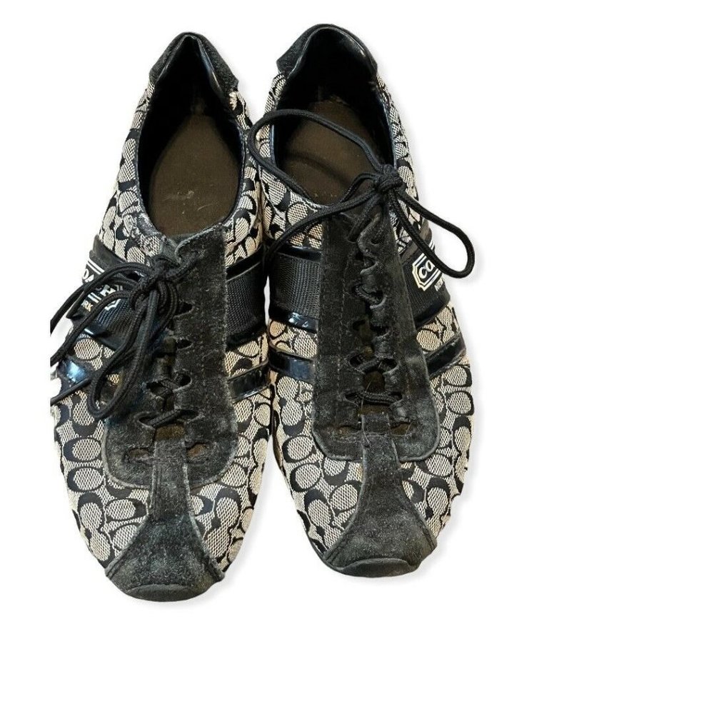 Women’s COACH Remonna shoes black size 7.5 Grey Logo Some Wear - Picture 1 of 5